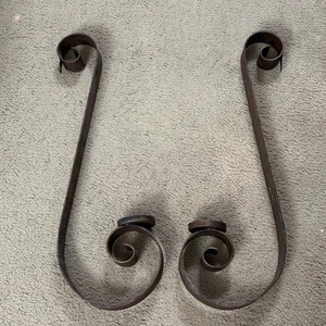 Juego de apliques portavelas de hierro forjado, decoración de pared acento rústico de granja grande - Imagen 1 de 5