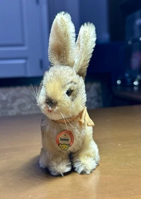 复古 Steiff 兔子 兔子 “Sonny” 带标签 - 1950 年代罕见(状况良好) — 第 1/4 张图片