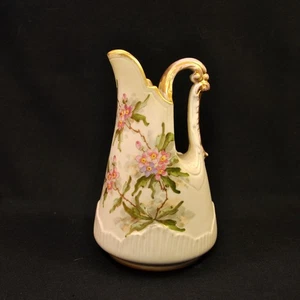 Stellmacher Pitcher Vase Ewer Satin Floral Gold Habsbourg-Ware 1859-1894 Austria - Picture 1 of 19