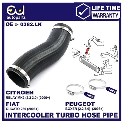 INTERCOOLER TURBO HOSE PIPE FOR PEUGEOT BOXER 2.2 3.0 HDI 1344787080 (2006+ ON) - Image 1 of 4