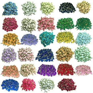 Satin Small Ribbon Roses Buds Embellishments All 27 Colours Various Quantities - Picture 1 of 54