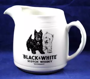 JARRA DE AGUA DE WHISKY ESCOCÉS BLANCO Y NEGRO BUCHANAN HCW ARTÍCULOS BURLEIGH - Imagen 1 de 13