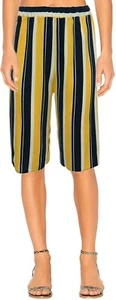 Gelbe schwarz gestreifte hoch aufziehbare Shorts voll elastische Taille Damenhöschen - Bild 1 von 3