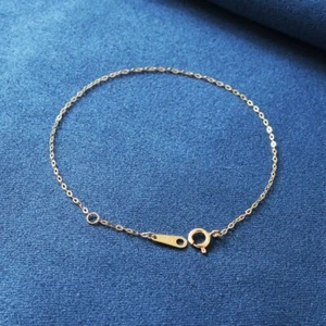 14ct Solid Gold Fine Rolo Chain Bracelet / Anklet, 14K, base, fine, 17cm, 23cm - Picture 1 of 11