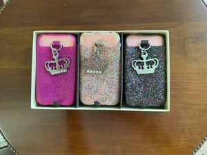 Set of 3 Authentic Juicy Couture Glitter Gel iPhone 4S Cases w/Crown Charms - Picture 1 of 11