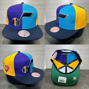 Utah Jazz Hat Mitchell and Ness Tri Color Pinwheel Cap 75 Anniversary H08 - Picture 1 of 10