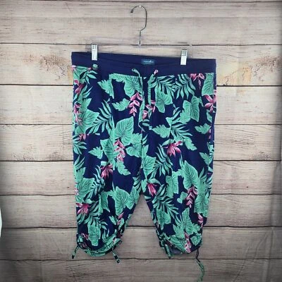 Pantalones Capri Caribbean Joe Floral Hoja de Palma Estampado Tropical Talla XL Pequeños Foto 1 de 4