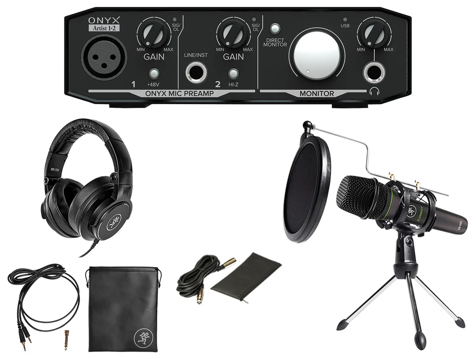 Mackie 1-Person Podcast Podcasting Recording Kit w/EM-89D Mic+Stand+Headphones - Image 1 of 4