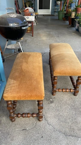 Antique California Ranch Spanish Furniture Upholstered Bench Chair Made N Spain Cover