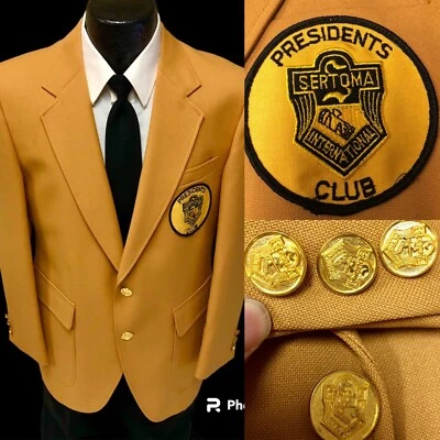 Vtg 70's SERTOMA PRESIDENTS CLUB Sport Coat Jacket Ben Silver GOLD Btn Blazer 40 - Image 1 of 4