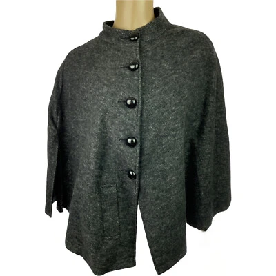 Poncho Stella Starr tamanho S cinza 5 botões pretos algodão/poliéster - Imagem 1 de 4