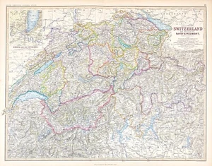 Switzerland The Alps 1869 Savoy & Piedmont by Johnston Royal Atlas original map - Picture 1 of 4