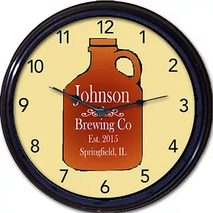 Beer Growler Craft Beers Home Brew Custom Personalized wall Clock Bar Man Cave - Picture 1 of 1