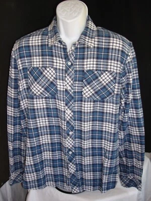 Travis Mathew Flannel 100% Cotton Blue/White Plaid L/S Button Ft. Shirt Sz. L - Image 1 of 4