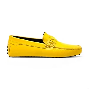 Tod’s for Ferrari Leather Gommino Driving Loafers Yellow UK 7.5 US 8.5 NWB $695 - Picture 1 of 7