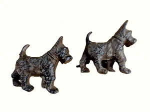 2 Scottish Terrier Brown Dog Scottie Cast Iron Desk Paperweight Heavy Figurines  - Picture 1 of 11