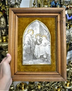 Antica acquaforte da parete francese della Sacra Famiglia durante i pasti - 13" x 10" (319A) - Foto 1 di 10