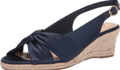 Sandalia de cuña para mujer Bella Vita azul marino seda tailandesa 10XW nueva en caja alpargata Foto 1 de 4