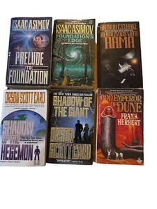 Science Fiction Book Lot Of 6 Various Authors Clark Herbert Asimov Card - Picture 1 of 9