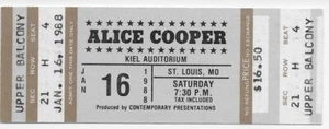 Alice Cooper Unused 1988 Concert Ticket at Kiel Auditorium - Picture 1 of 2