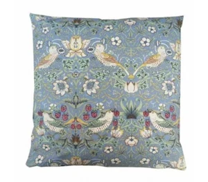 100% algodón William Morris Fresa Ladrón Diseño Cojín en Azul 45cm - Imagen 1 de 1