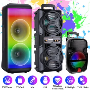 3000W Portable Bluetooth Speaker Sub woofer Heavy Bass Sound Party System & Mic - Picture 1 of 24