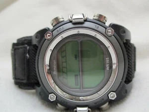 Armitron Digital Watch Black Hook & Loop Band WR 50M Silver Toned - Picture 1 of 10