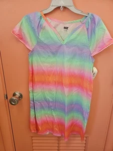NWT Wave Zone Girls L(10/12) Swimsuit Cover Metallic Rainbow Beach Dress - Picture 1 of 7