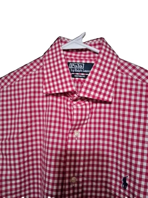 POLO Ralph Lauren Shirt Mens Size 15.5-34/35 Red & White Checkers Custom Fit. - Image 1 of 4