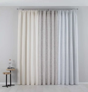 Set 2 tende jacquard ""Sivas"" filo effetto opaco passanti fascia increspata - Foto 1 di 19