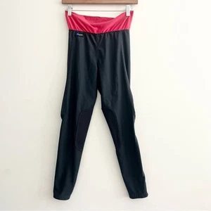 Irideon Tights Kids Black Pink Knee Patch Riding Stretch Topline Black Pants L - Picture 1 of 10