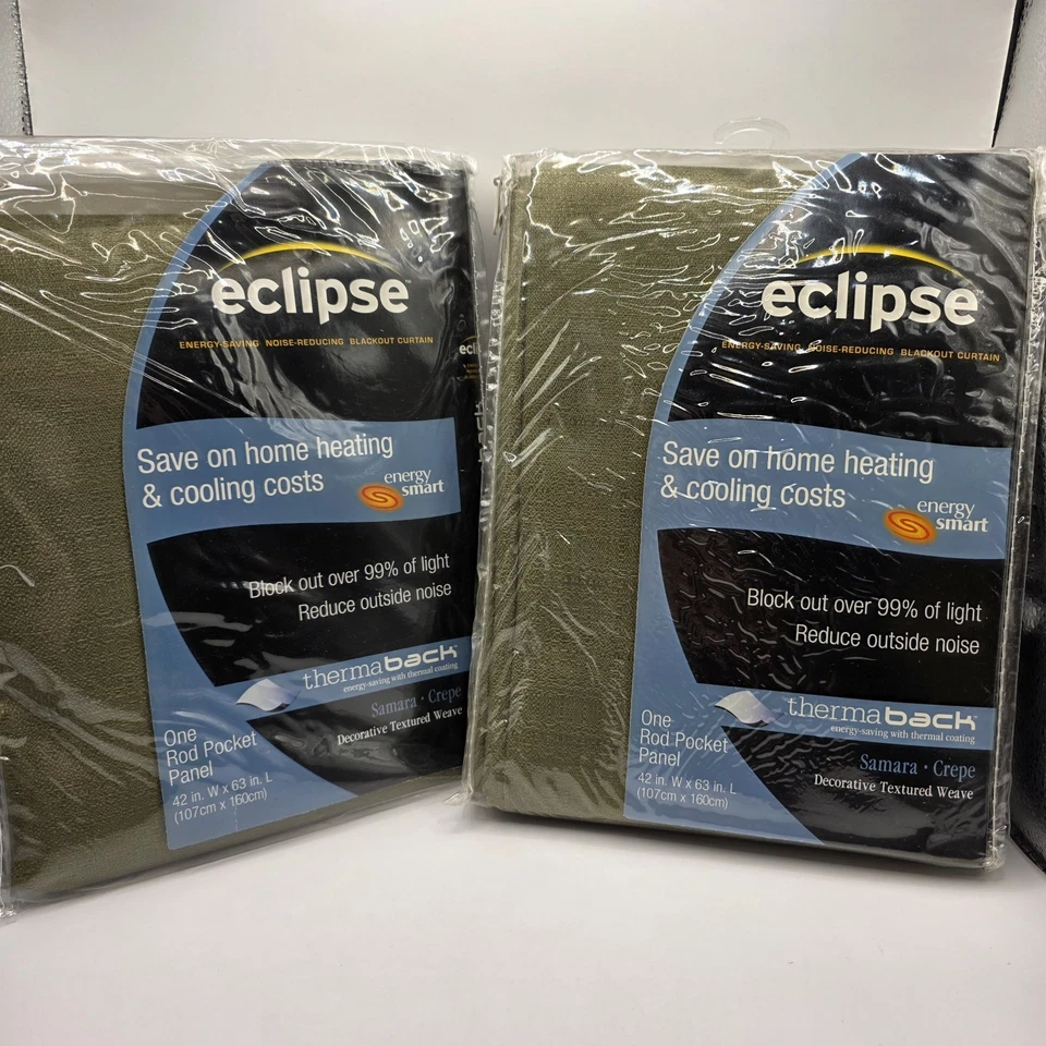 "Lote de 2 cortinas de ventana Eclipse Blackout Samara-Crepe 1 varilla panel 42""x 63"" Foto 1 de 4
