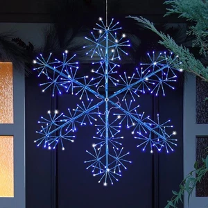 30’’ Christmas Snowflake Lights Outdoor, Pre-lit 240Pcs Blue LEDs Hanging Blu... - Bild 1 von 6