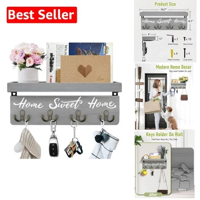 Space-Saving Wall-Mounted Key Rack with Floating Shelf - Perfect for Entrances - Image 1 of 4