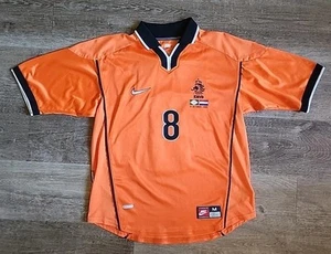 BERGKAMP 8 NETHERLANDS 1999 VINTAGE JERSEY HOME NEDERLAND DUTCH BRAZIL MEDIUM - Picture 1 of 13