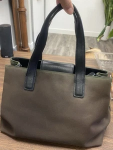 Vintage Coach Umhängetasche braun/schwarz Twill und Leder Medium - Bild 1 von 14