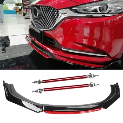 Front Bumper Lip Red Layer Splitter Spoiler For 2004-2021 Mazda 2 3 5 Body Kit Foto 1 de 4