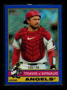 2025 Topps Heritage #458 Travis d'Arnaud Chrome Blue Refractor #/150 - Picture 1 of 2