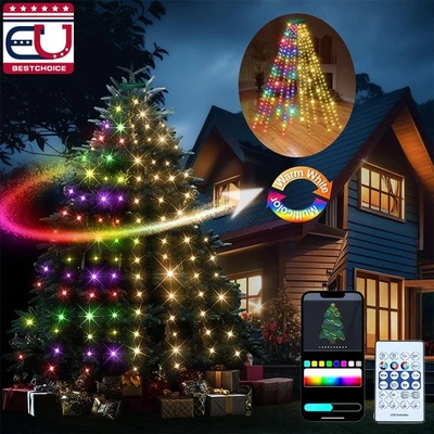 200 LED Waterfall String Lights Christmas Tree RGB Color Changing Party Decor - Image 1 of 4