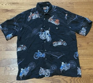 Camisa de seda Harley-Davidson Tori Richard para hombre mediana negra para motocicletas - Imagen 1 de 10