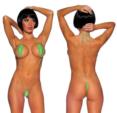 Micro Bikini Mutandine Trasparenti G Perizoma Erotico Monokini - Taglia Unica - Verde:: ]/ - Immagine 1 di 4
