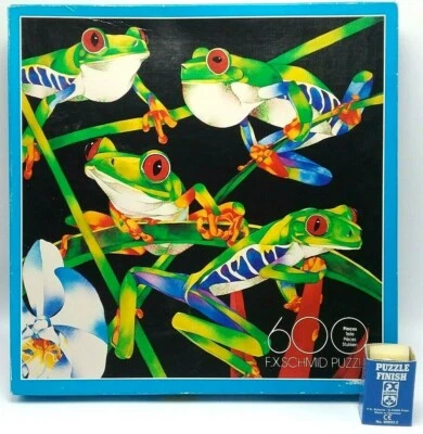 1992 F.X. Schmid "Evening Performance" Frogs Exquisit Puzzle 600 Pc 17"x17" Rare - Image 1 of 4