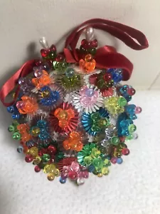 Vintage Retro handverziert 3" Styropor Perlen Weihnachtsschmuck FUNKELND (A) - Bild 1 von 4