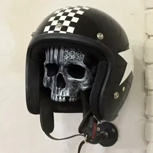 Skull Motorcycle Helmet Holder Cool Helmet Display, Hard Resin Wall-Mounted - Bild 1 von 6