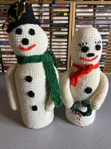 Handmade Crochet Mr & Mrs Snowman Table Figure Christmas Decoration - Picture 1 of 5