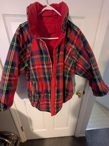 Vintage Preston & York Herren rot kariert Wendejacke mit Kapuze Größe Small - Bild 1 von 6