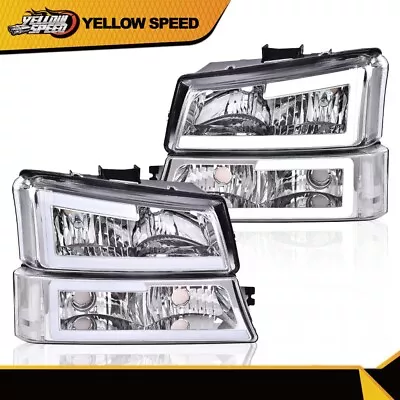 Fit For 2003-2006 Chevrolet Silverado 1500 2500HD 3500 Headlights + Bumper Light - Image 1 of 4