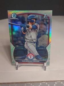 2023 Bowman Chrome Alejandro Osuna Green Lunar Refractor SP BCP-131  Rangers