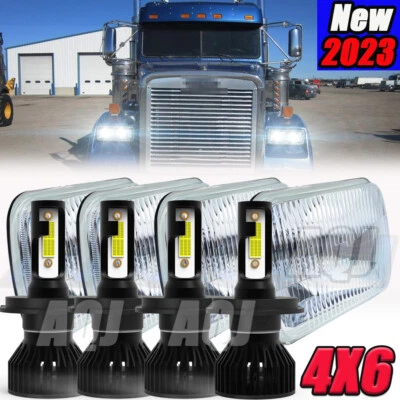 4PCS 4x6" H4 LED Headlights Fit Freightliner FLD120 1988-2010 FLD112 Classic - Imagem 1 de 4