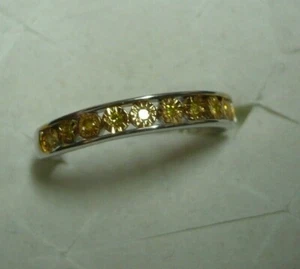 Yellow Diamond Band Ring Sz.7 10 diamnds .10tcw MSRP$641 - Picture 1 of 7